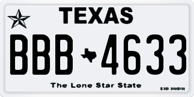 TX license plate BBB4633