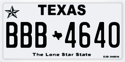 TX license plate BBB4640