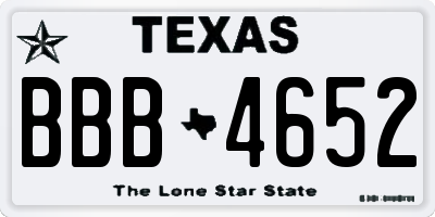 TX license plate BBB4652