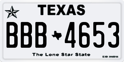 TX license plate BBB4653