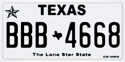 TX license plate BBB4668