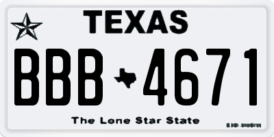 TX license plate BBB4671