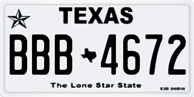 TX license plate BBB4672
