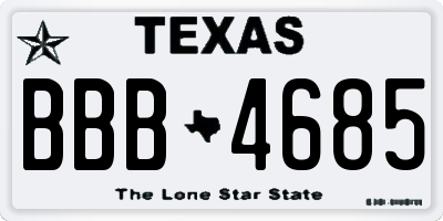 TX license plate BBB4685