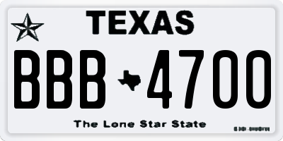TX license plate BBB4700