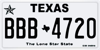 TX license plate BBB4720