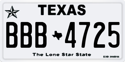 TX license plate BBB4725