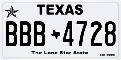 TX license plate BBB4728