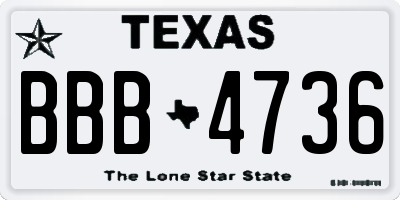 TX license plate BBB4736