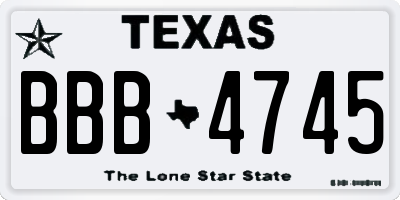TX license plate BBB4745