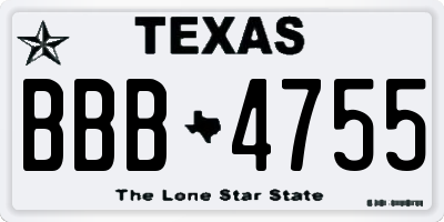 TX license plate BBB4755