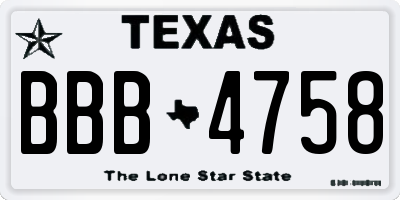 TX license plate BBB4758