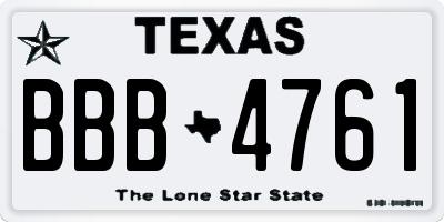 TX license plate BBB4761