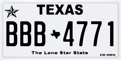 TX license plate BBB4771