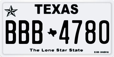 TX license plate BBB4780