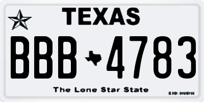 TX license plate BBB4783