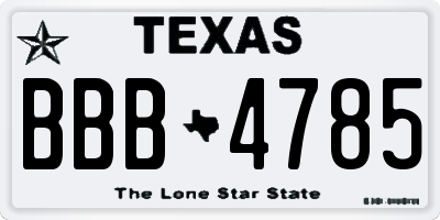 TX license plate BBB4785