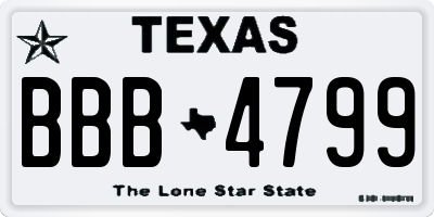 TX license plate BBB4799