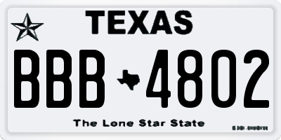 TX license plate BBB4802