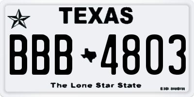 TX license plate BBB4803