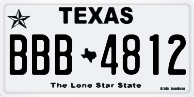 TX license plate BBB4812
