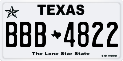 TX license plate BBB4822