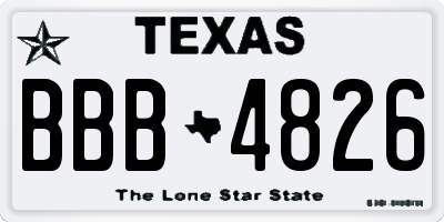 TX license plate BBB4826