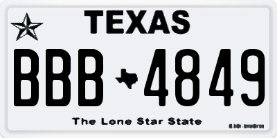 TX license plate BBB4849