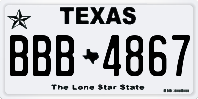 TX license plate BBB4867