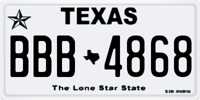 TX license plate BBB4868