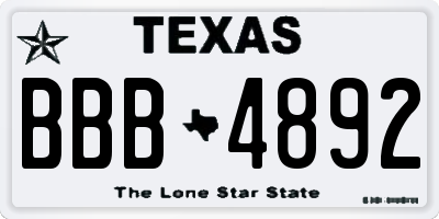 TX license plate BBB4892