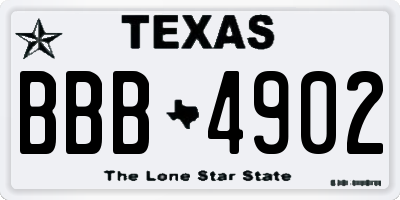TX license plate BBB4902