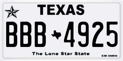 TX license plate BBB4925