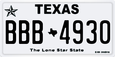 TX license plate BBB4930