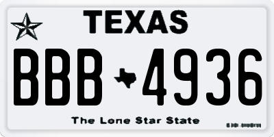 TX license plate BBB4936
