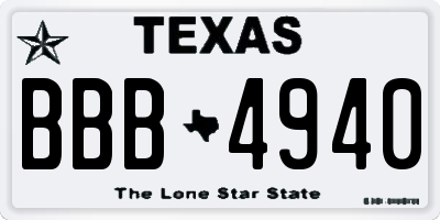 TX license plate BBB4940