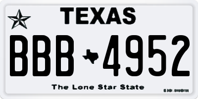 TX license plate BBB4952