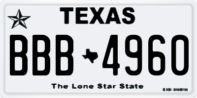 TX license plate BBB4960