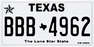 TX license plate BBB4962