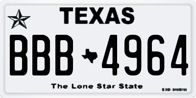 TX license plate BBB4964