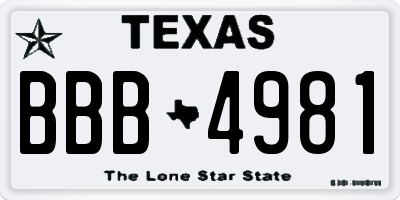 TX license plate BBB4981
