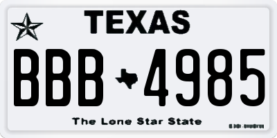 TX license plate BBB4985