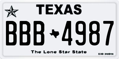 TX license plate BBB4987