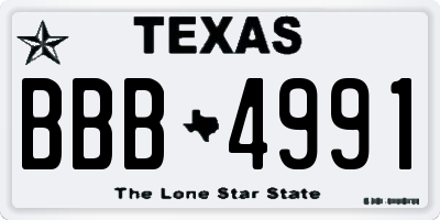 TX license plate BBB4991