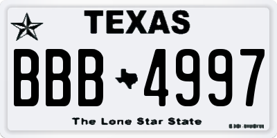 TX license plate BBB4997