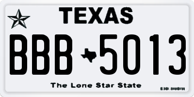 TX license plate BBB5013