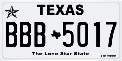 TX license plate BBB5017