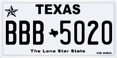TX license plate BBB5020
