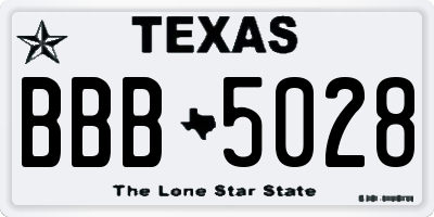 TX license plate BBB5028