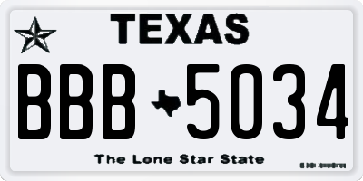 TX license plate BBB5034